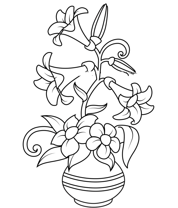 Simple drawing of lily flower arrangement pictures