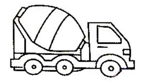 Complete picture of simple strokes of mixer truck