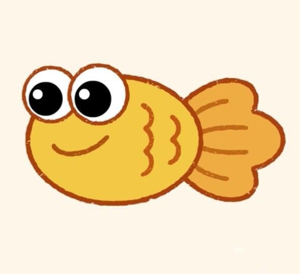 Magical simple drawing goldfish