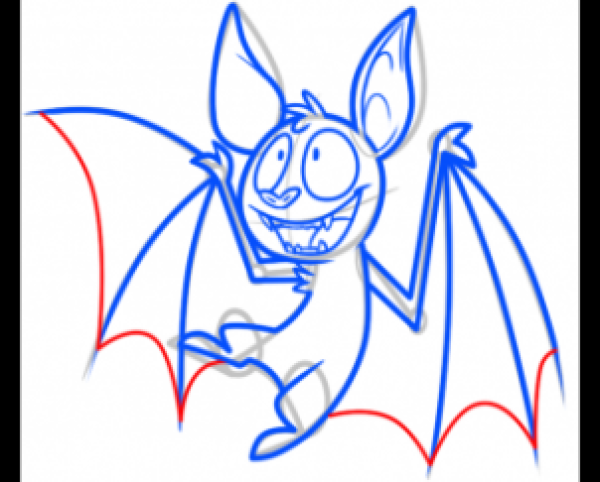 Step by step drawing of bat