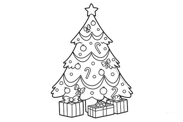 Draw a beautiful Christmas tree with simple strokes