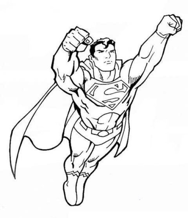 Simple drawing picture of Superman flying in the air