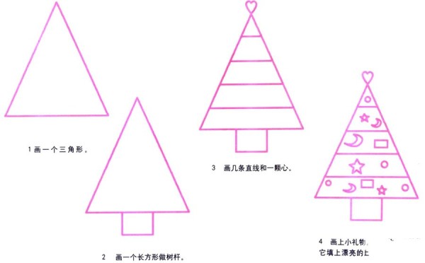 How to draw a simple Christmas tree for children