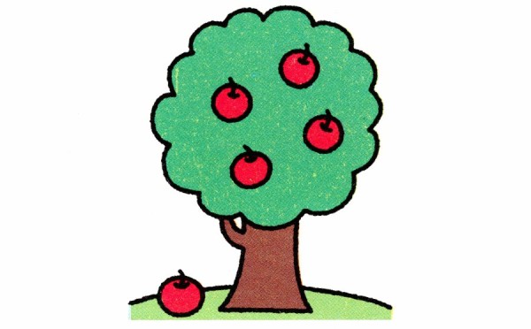 How to draw apple tree with simple strokes