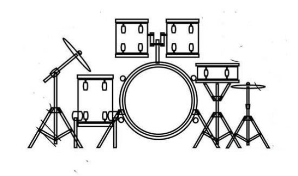 Simple drawing pictures of childrens musical instruments and drums