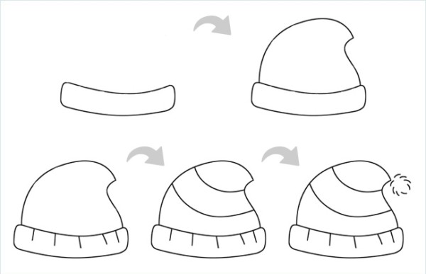 Steps to draw a simple drawing of a plush hat