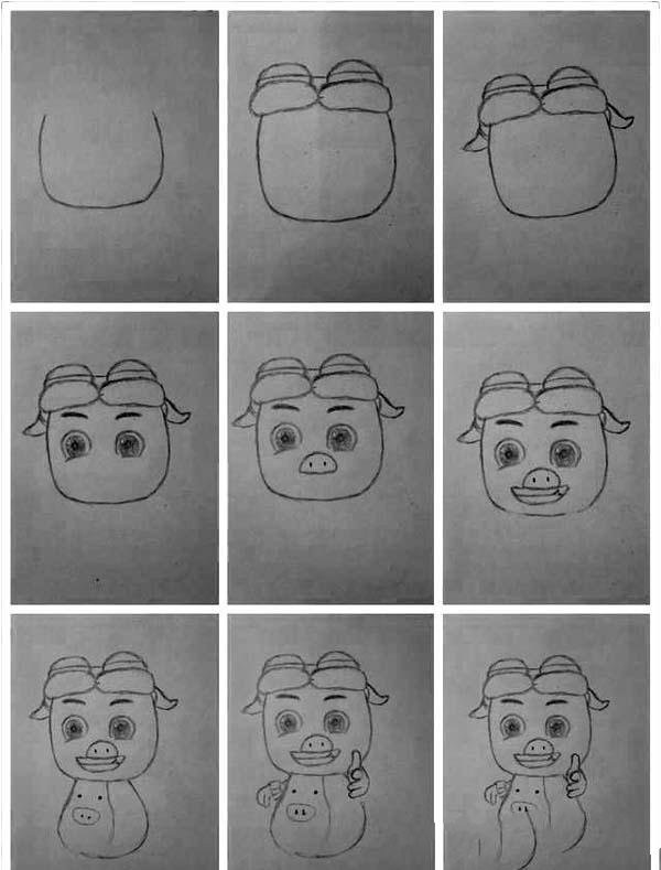 Step-by-step breakdown of how to draw Pig Man in simple strokes: How to draw Pig Man