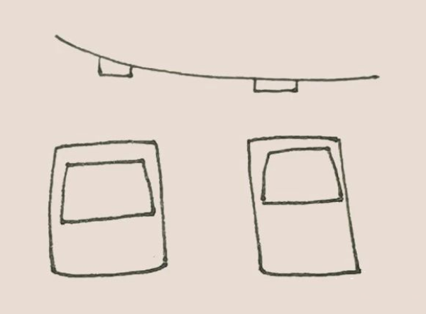 How to draw a simple drawing of a cable car