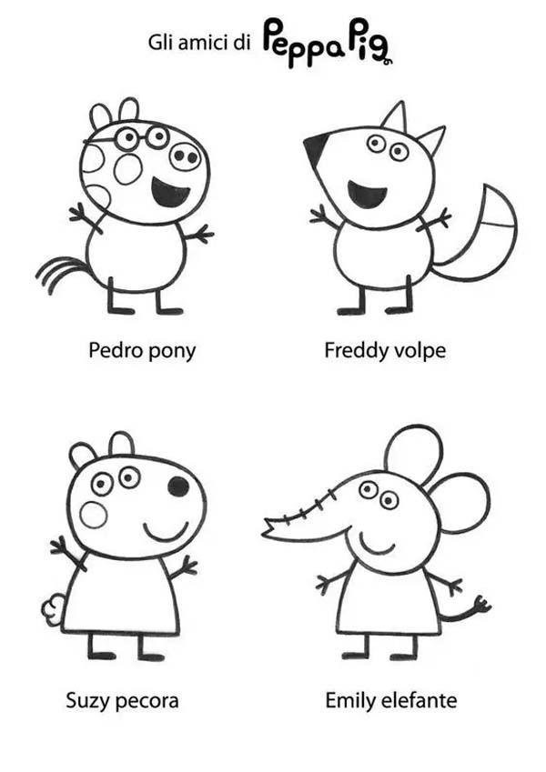 A complete collection of simple drawing pictures of Peppa Pigs friends