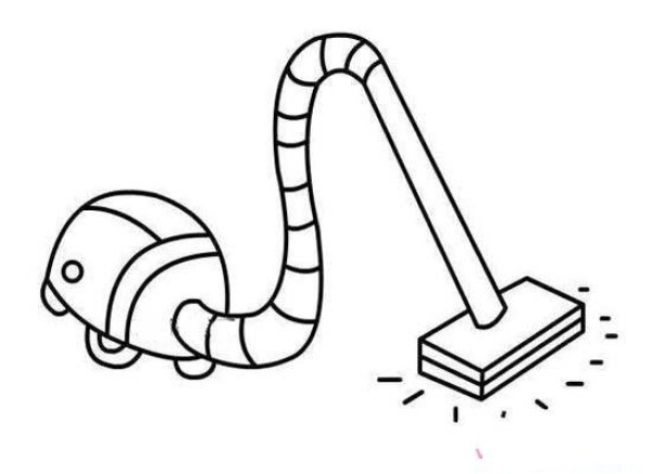 Simple drawing picture of vacuum cleaner sweeping the floor