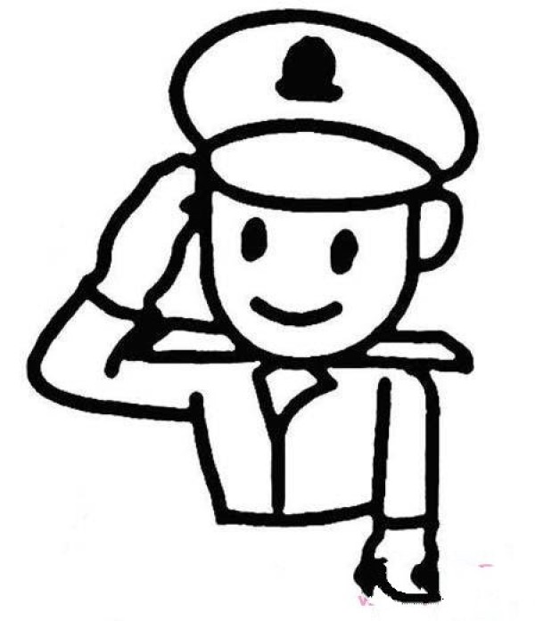 Police salute simple drawing picture