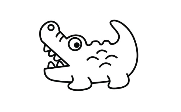 Simple drawing of little crocodile with big eyes