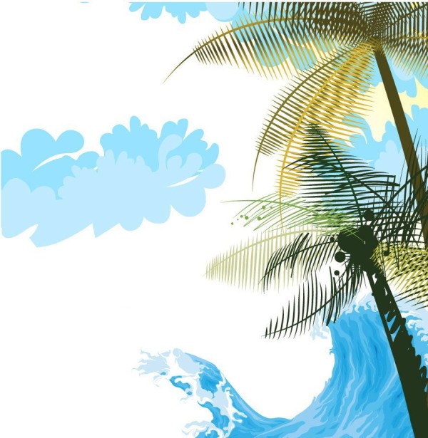 Colorful coconut tree simple strokes picture