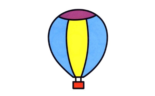 Color hot air balloon simple drawing coloring tutorial