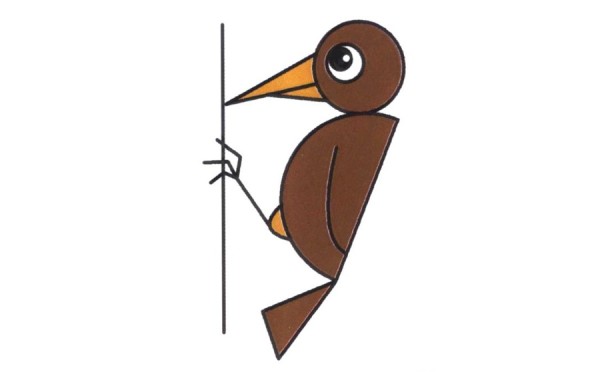 Detailed explanation of how to draw a cartoon woodpecker in simple strokes