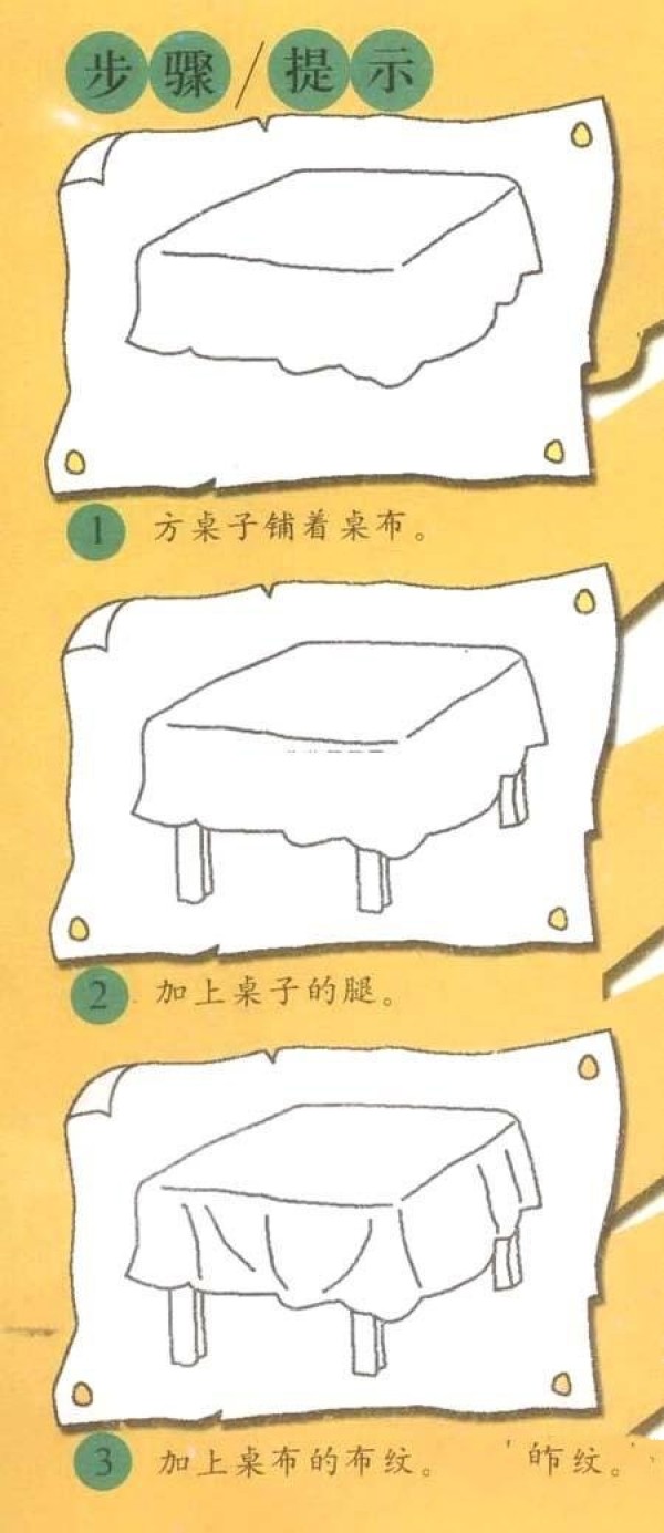 Exploded diagram of how to draw a table for primary school students: How to draw a table