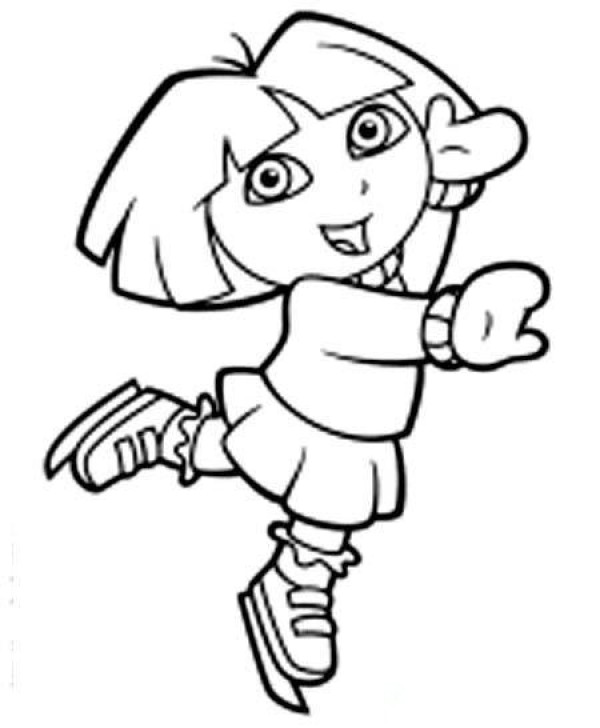 A complete collection of simple drawing pictures of Dora skating