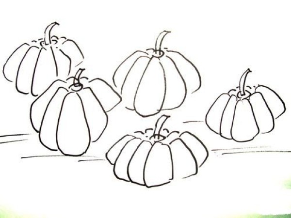 Simple drawing method of pumpkin