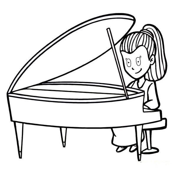 Simple drawing of girl playing piano