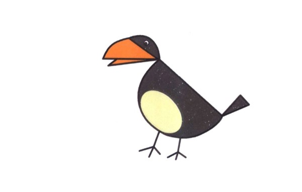 Step-by-step tutorial on how to draw a cute little crow