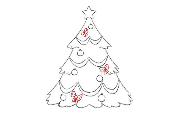 Draw a beautiful Christmas tree with simple strokes