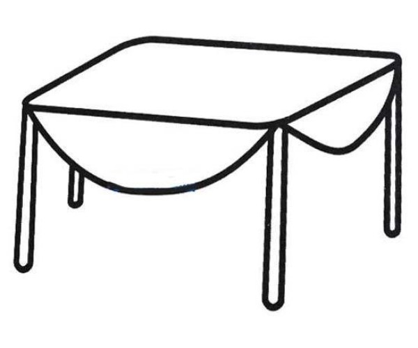 Simple drawing picture of Eight Immortals table covered with tablecloth