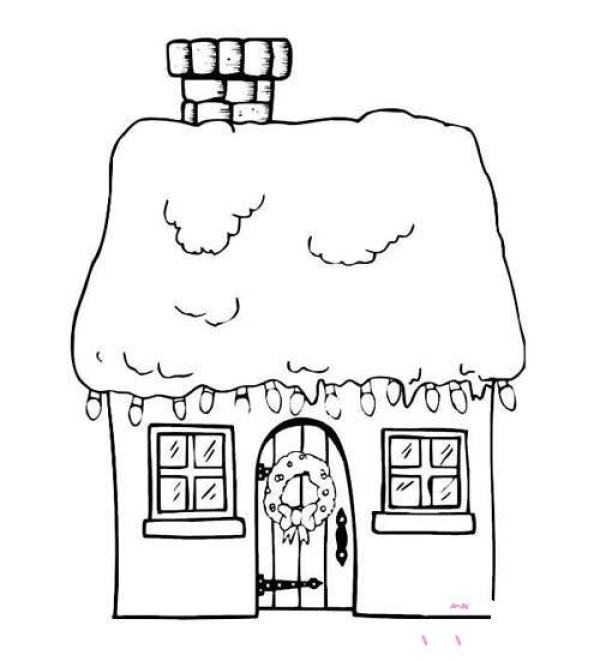 Simple drawing pictures of childrens Christmas house