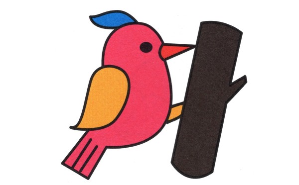 How to draw simple drawings of colored woodpeckers