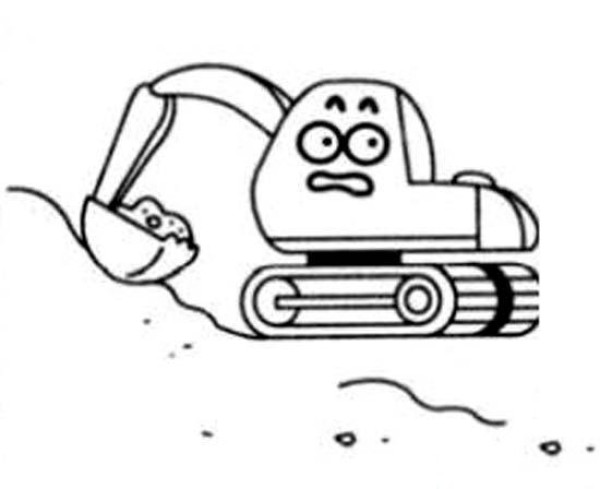 A complete collection of simple drawings of excavator digging scenes