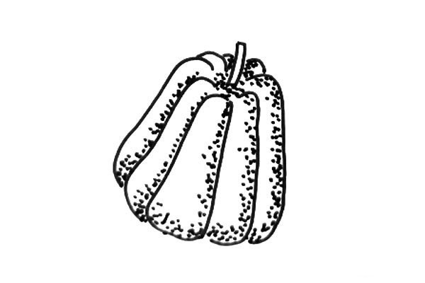 Black and white line drawing vegetables