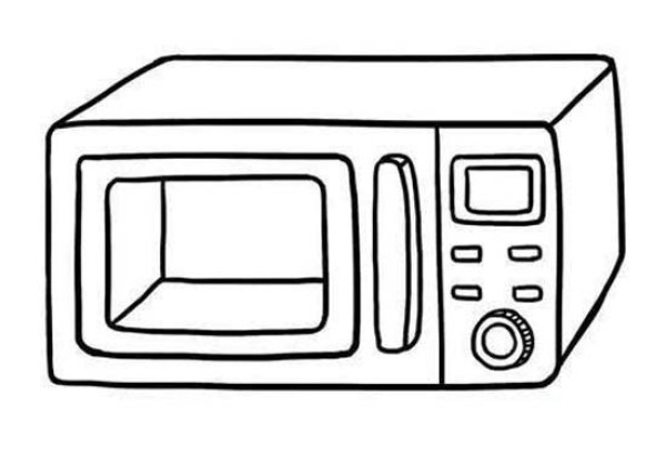 Simple drawing picture of childrens three-dimensional microwave oven