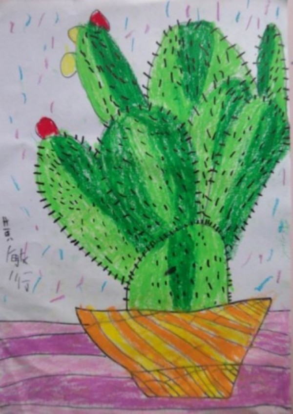 Childrens drawings of autumn - cactus in autumn