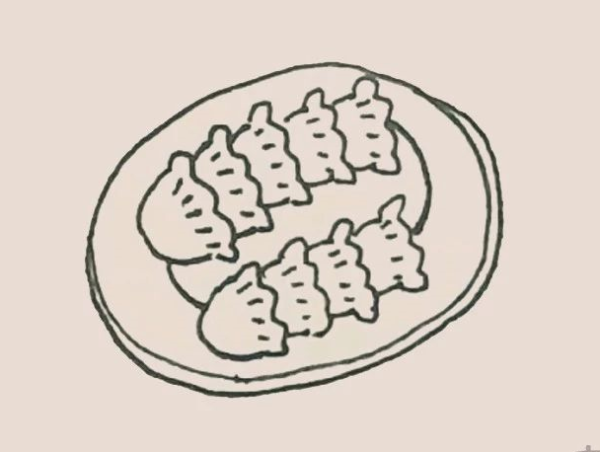 Simple drawing of New Year dumplings