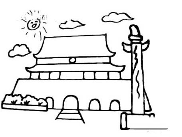 Tiananmen Square and Monument Simple Drawing Pictures