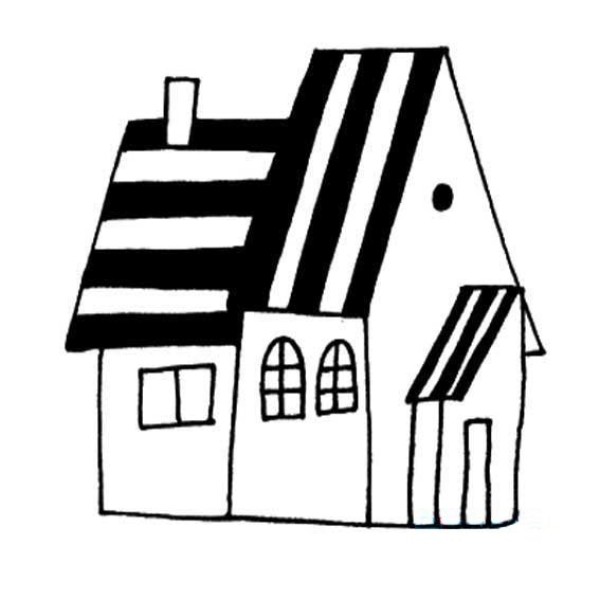 Childrens simple drawing of building cute little house