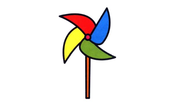 Colorful cartoon paper windmill simple drawing coloring works