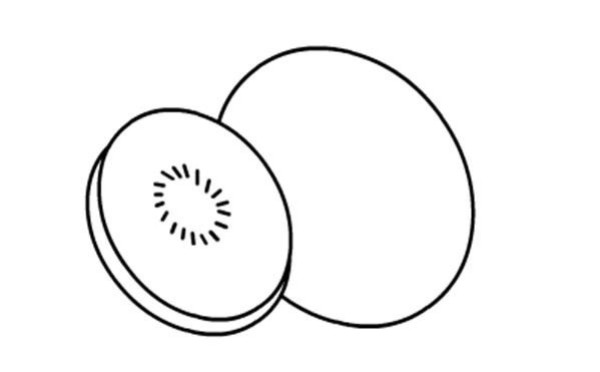 Childrens simple drawing of kiwi fruit