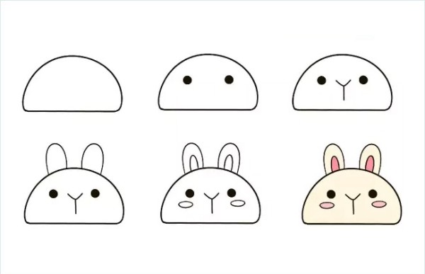 Just use a semicircle to draw a cute simple drawing - little rabbit