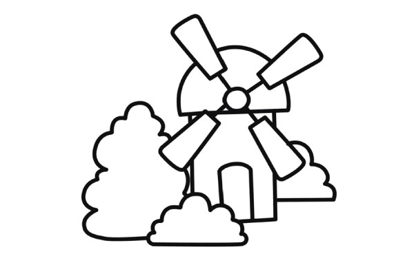 Coloring method of simple drawing of big windmill