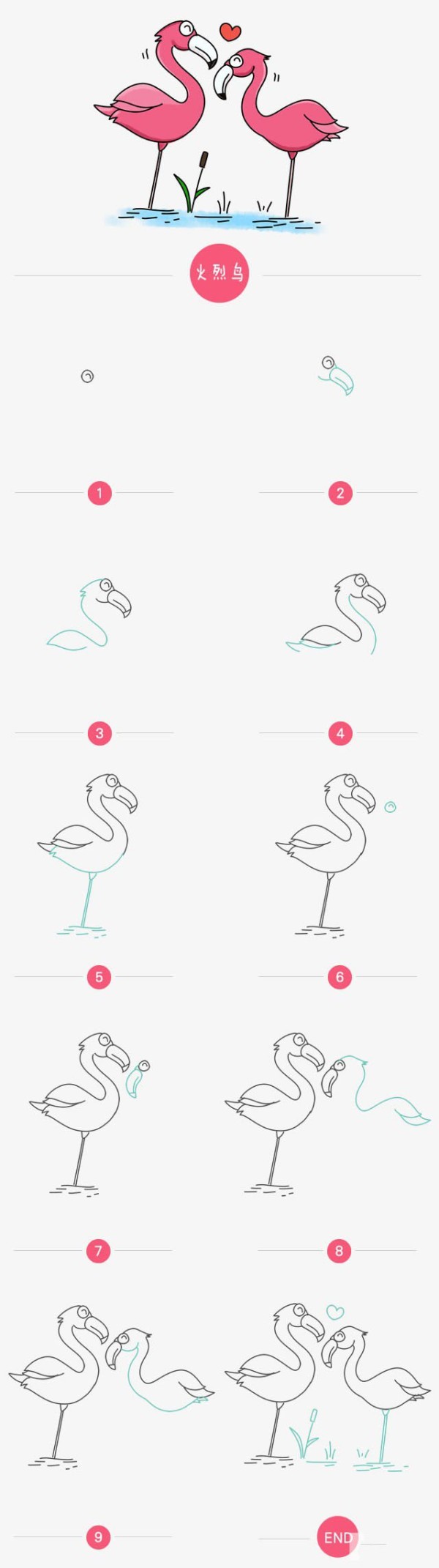 Simple drawing tutorial Step by step drawing of flamingo