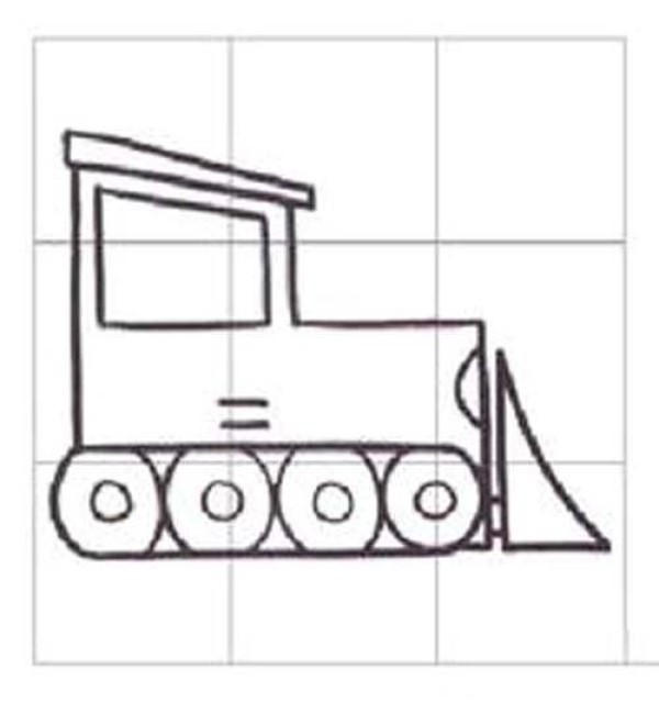 A complete picture collection of simple drawings of bulldozers for primary school students