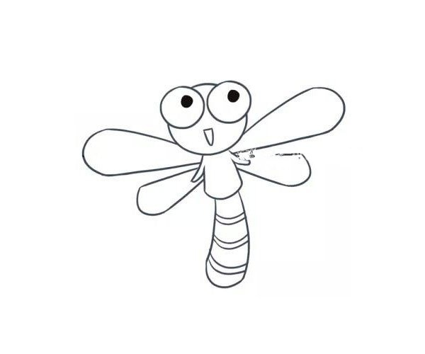 Beautiful cartoon dragonfly simple drawing