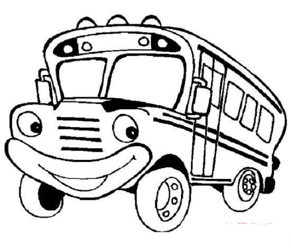 Cute Cartoon School Bus Simple Drawing Picture