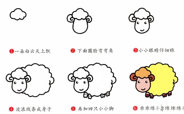 How to draw sheep in simple strokes