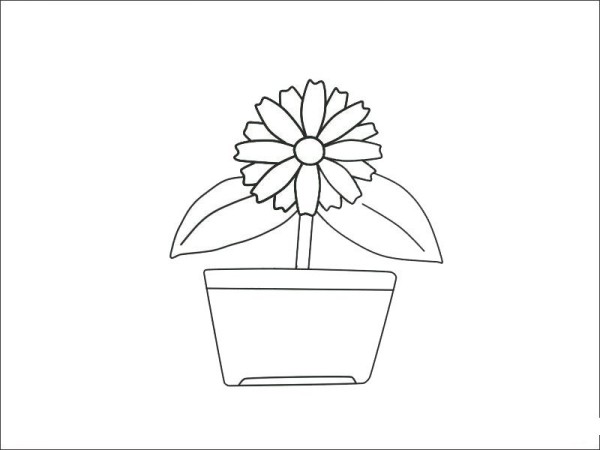 Simple drawing of small flower potted plant