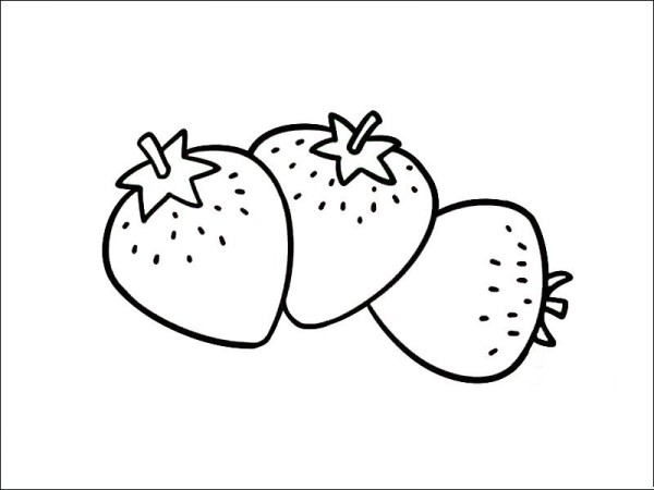 Simple drawing of three strawberries