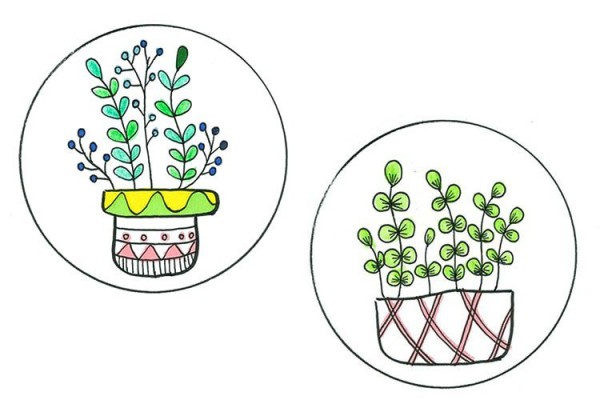 Small potted plant hand drawn simple strokes