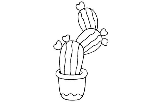 Learn to draw a beautiful potted cactus in four simple steps