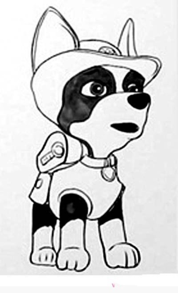 Hand-painted simple picture of Xiao Ke from the Paw Patrol Team