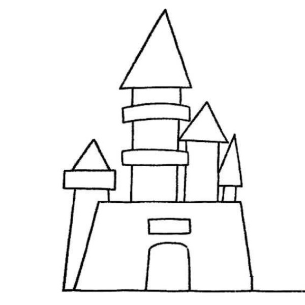 Childrens simple drawing of castle